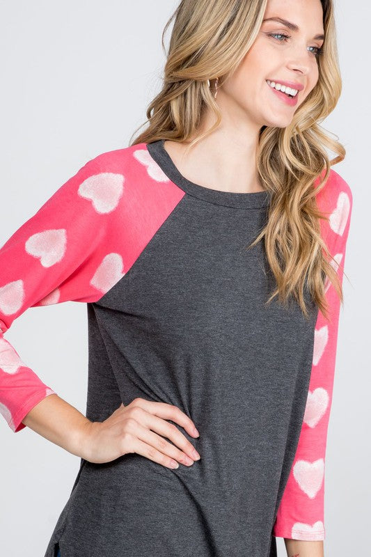 The Karina - Women's Top with Pink Sleeves