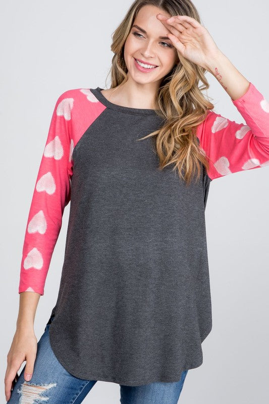 The Karina - Women's Top with Pink Sleeves