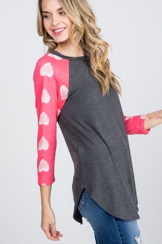 The Karina - Women's Plus Size Top with Pink Sleeves
