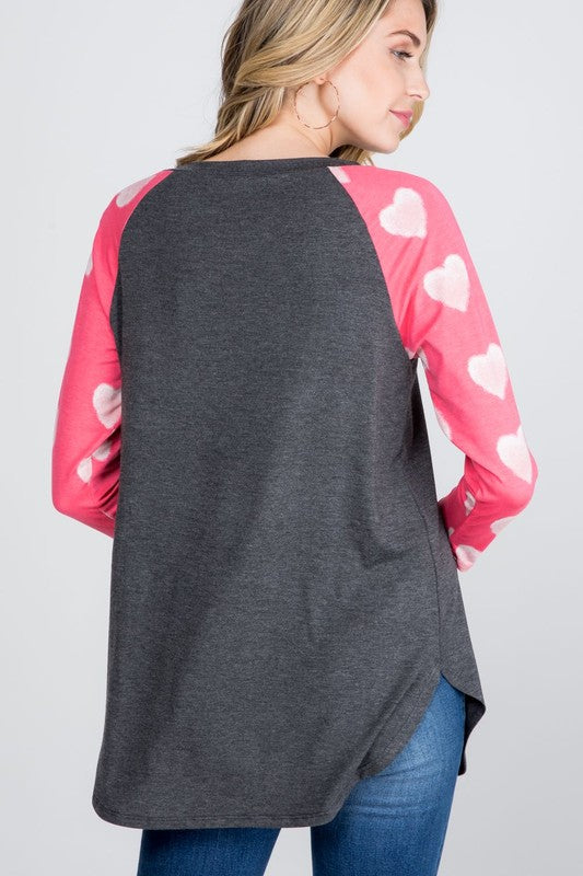 The Karina - Women's Top with Pink Sleeves