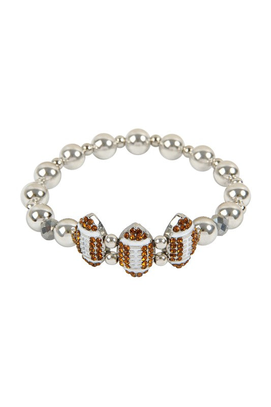 Rhinestone Football Stretch Bracelet