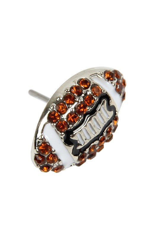 Rhinestone Football Stud Earrings