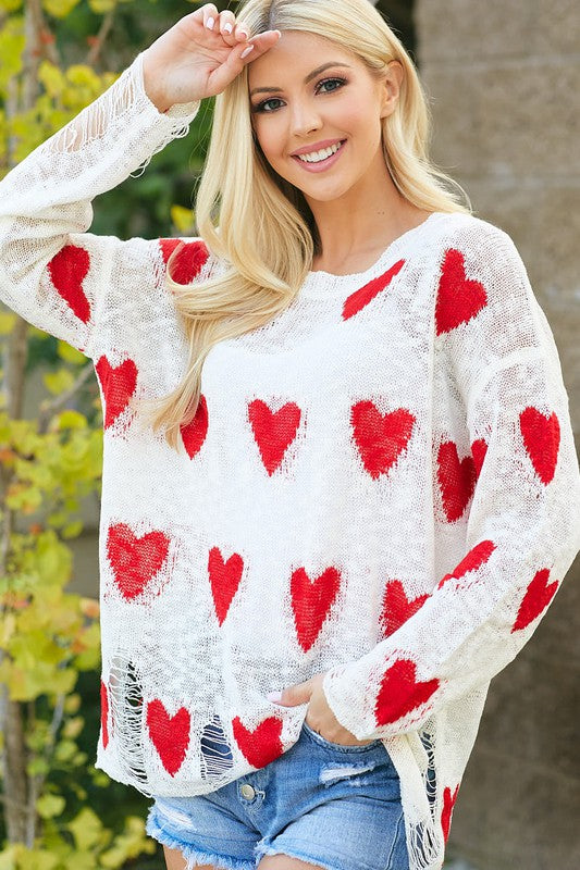 The Athena - Women's Distressed Sweater in Ivory