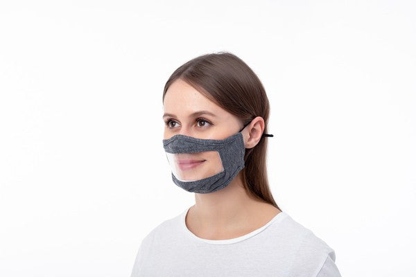 Face Mask with Clear Window - Adult Size - 2 Pack