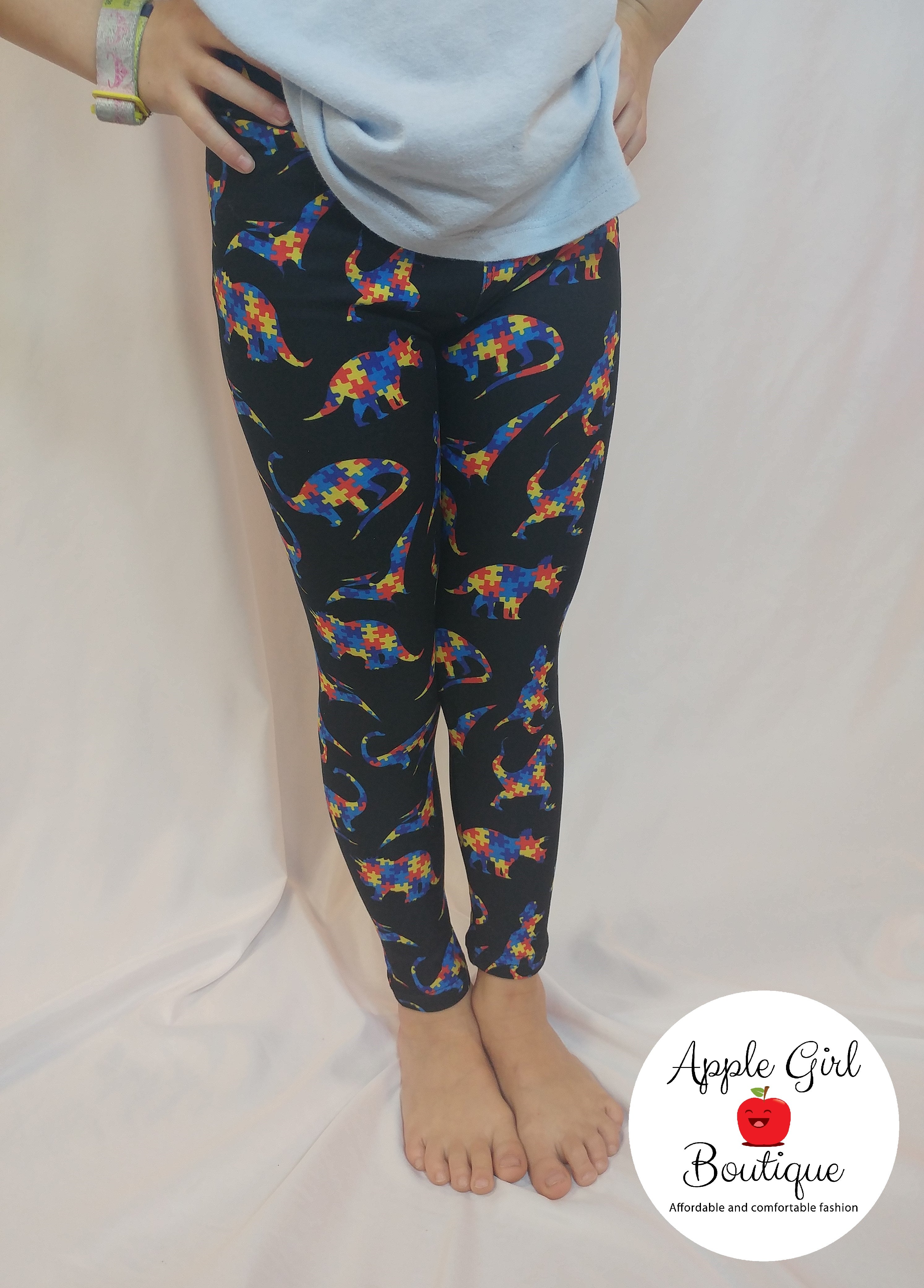 Dino Mite Autism Awareness - Girls Leggings