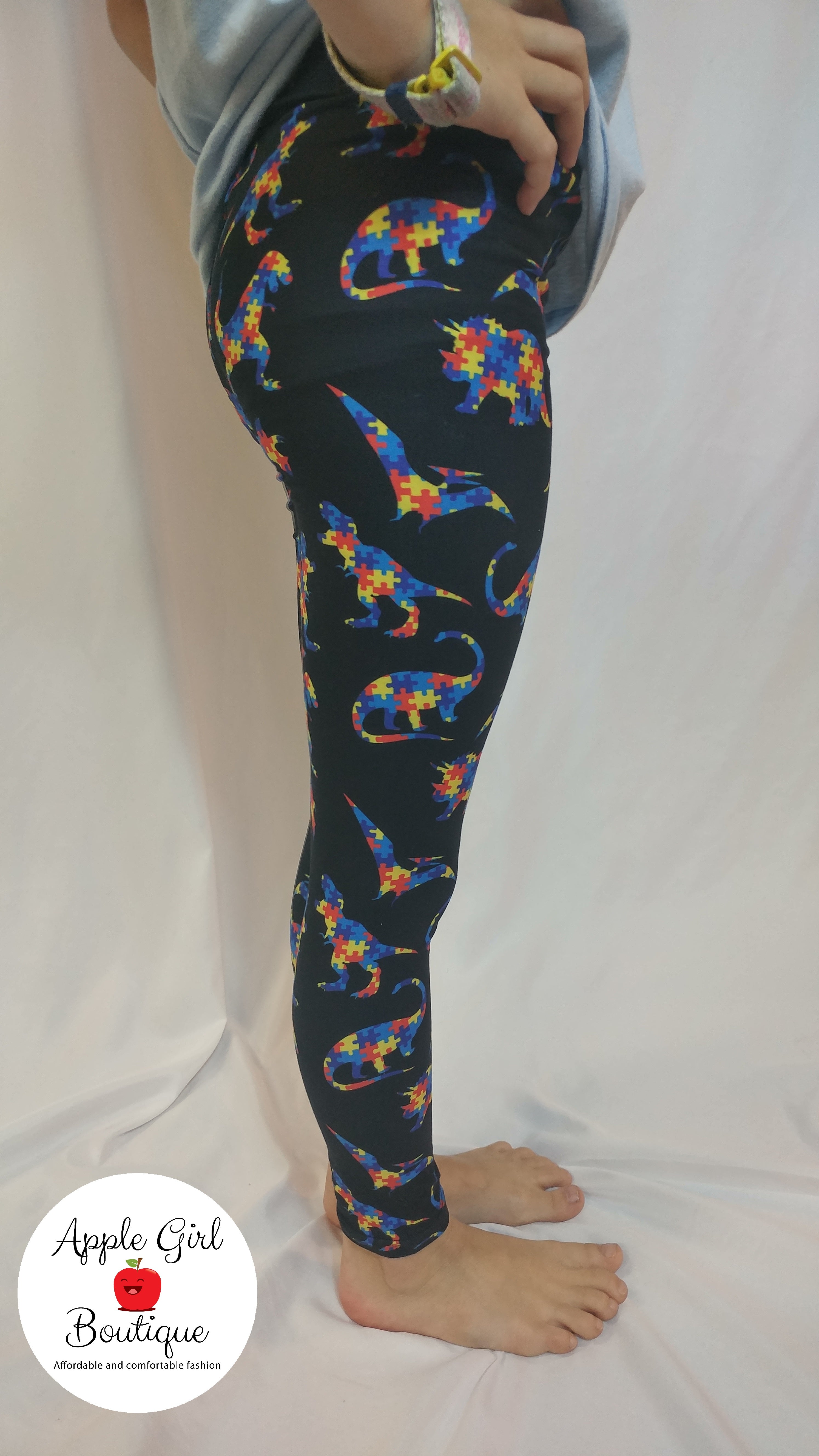 Dino Mite Autism Awareness - Girls Leggings