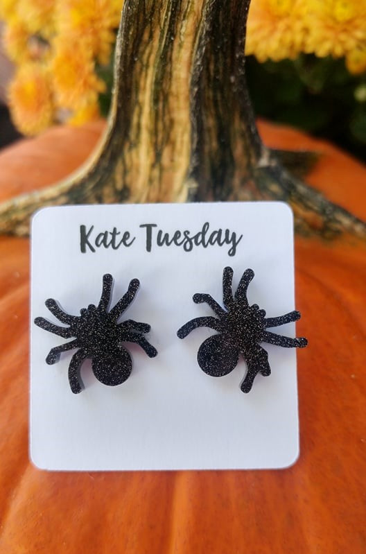 Glittery Spider Stud Earrings