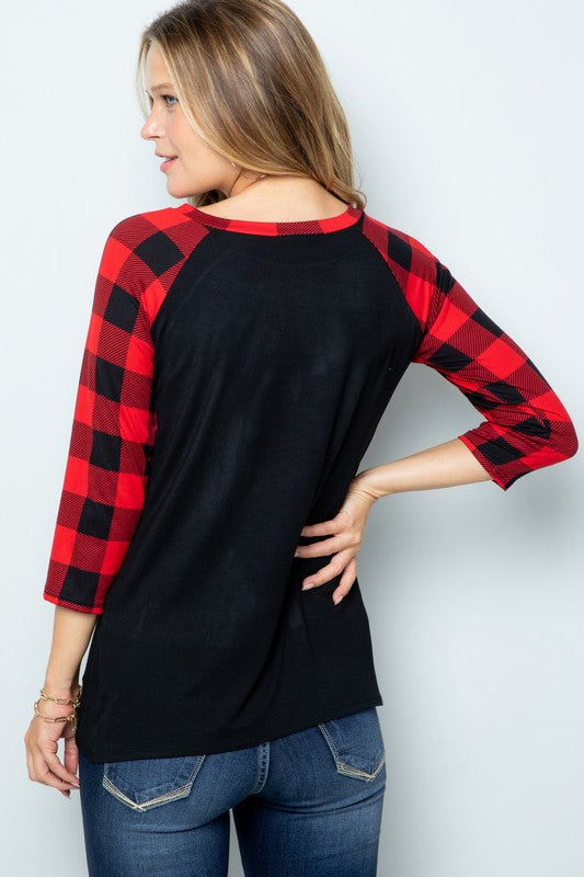 The Bella - Women's Plus Size Top - Black/Red