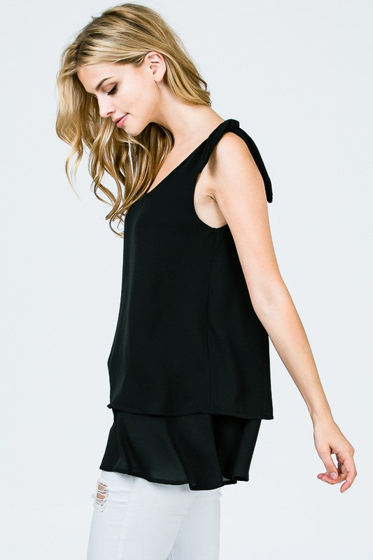 The Penelope - Women's Layered Blouse in Black