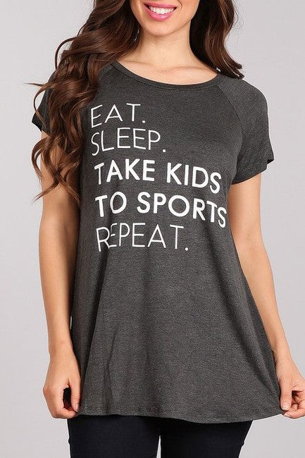 Eat Sleep Take Kids to Sports - Women's Tunic Top in Heather Gray