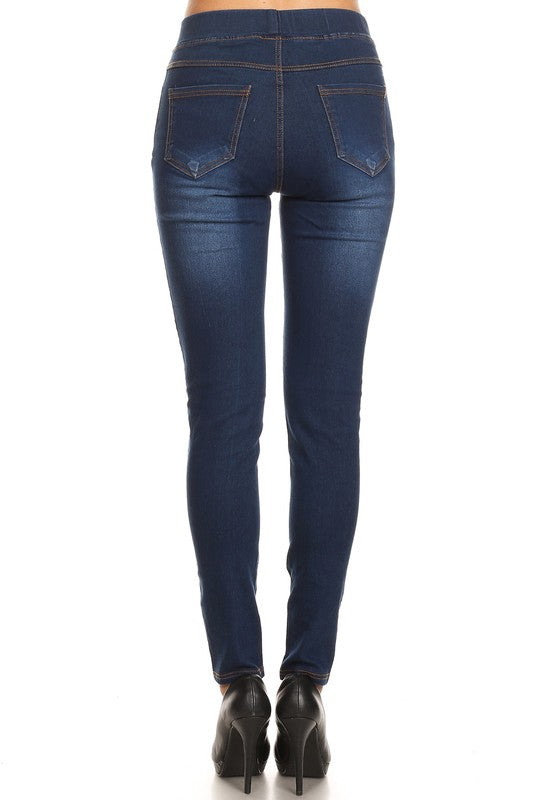 Dark Navy Distressed Jeggings - Women's