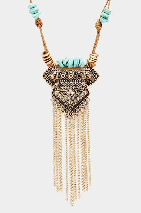 Boho Fringe Tassel Pendant Necklace