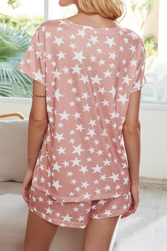 The Andromeda - Women's Two Piece Pajama Short Set in Creamy Camel
