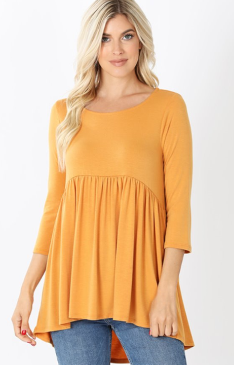 The Annie - Women's Plus Size Top in Mustard