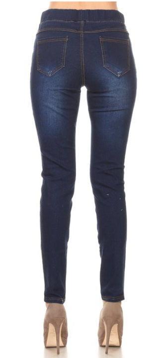 Denim Washed Ripped Jeggings - Women's