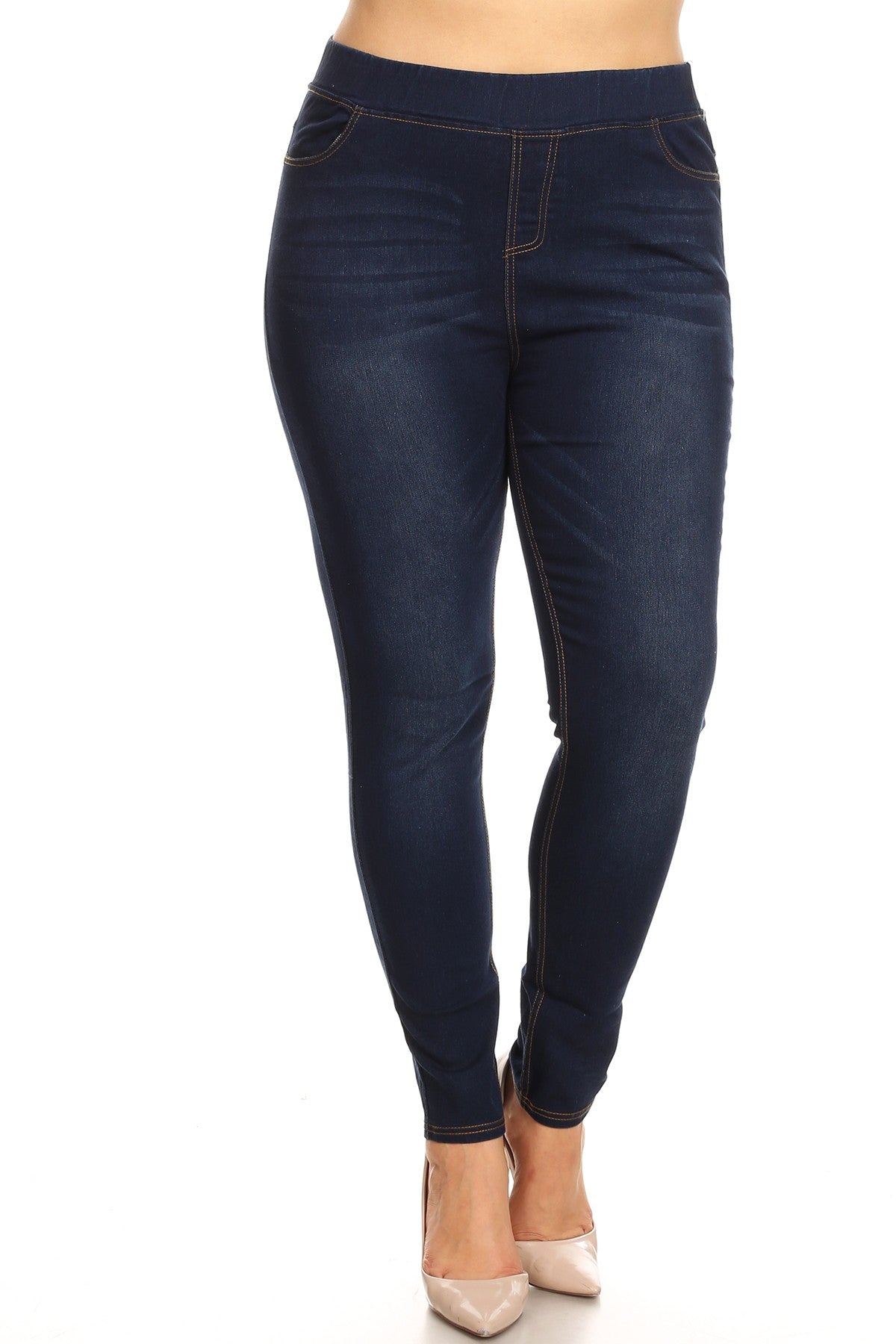 Denim Jeggings in Ultra Dark Blue - Women's Plus Size