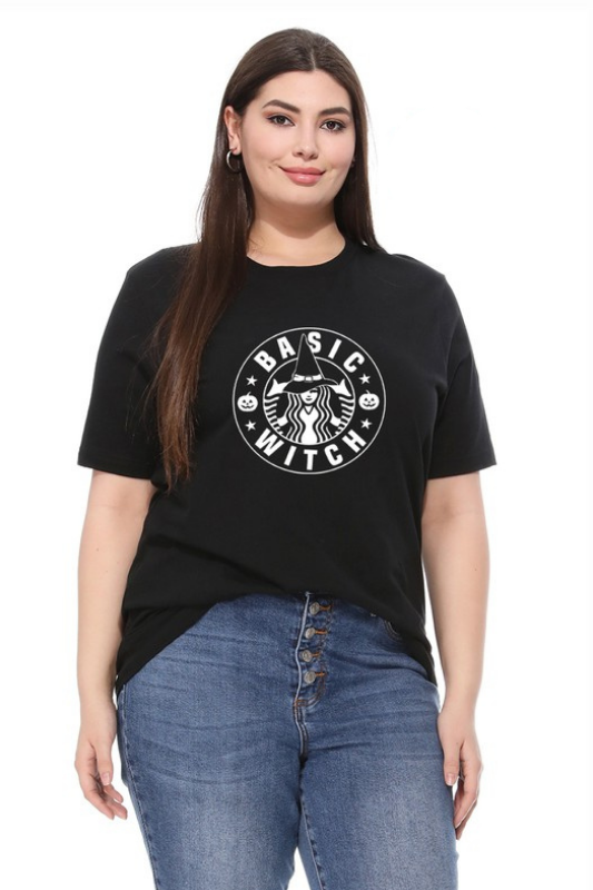 Basic Witch - Women's Plus Size Graphic Tee in Black