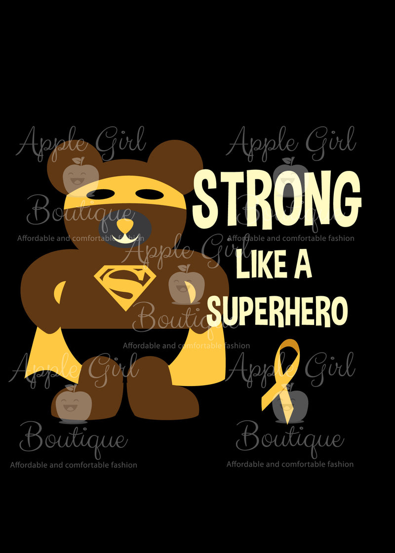 Superhero Bear - Childhood Cancer Awareness Tee - Unisex Adult