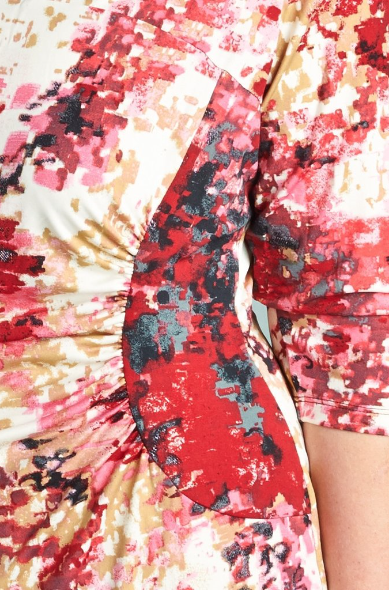 The Miranda - Christine V Plus 3/4 Sleeve Printed Plus Size Sheath Dress