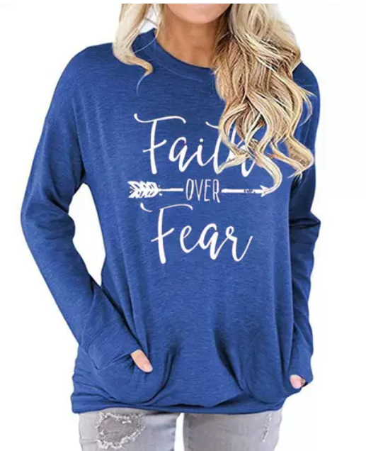 Faith over Fear - Women's Top in Cobalt Blue