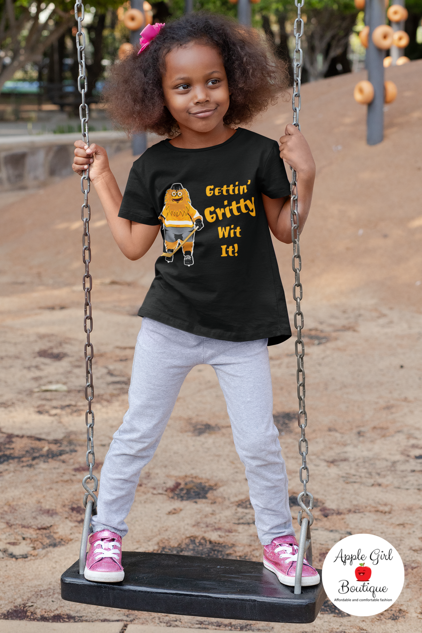 Gettin' Gritty Wit It Crew Neck Tee in Black - Kids Unisex