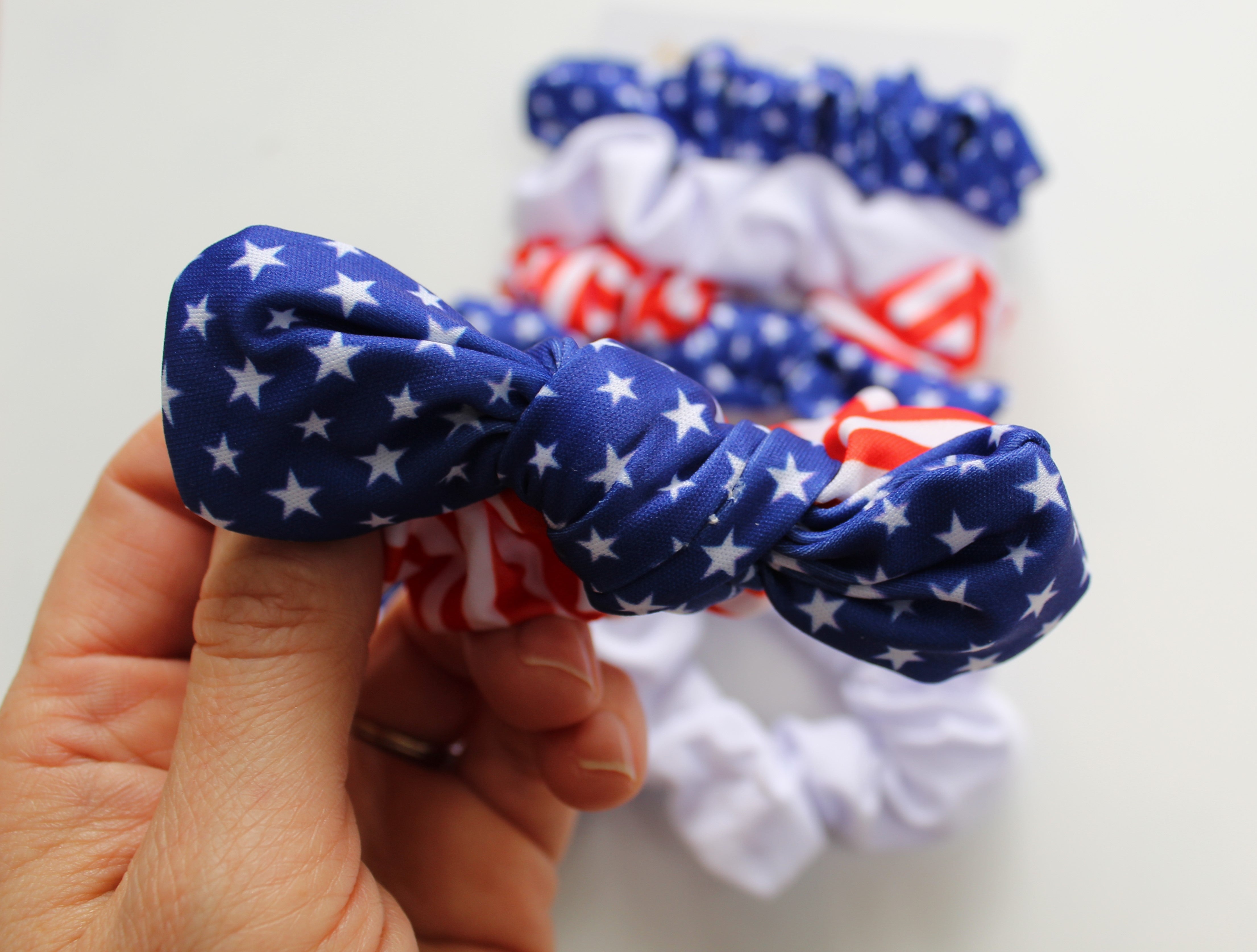 Red, White & Blue Scrunchie Set with Bow