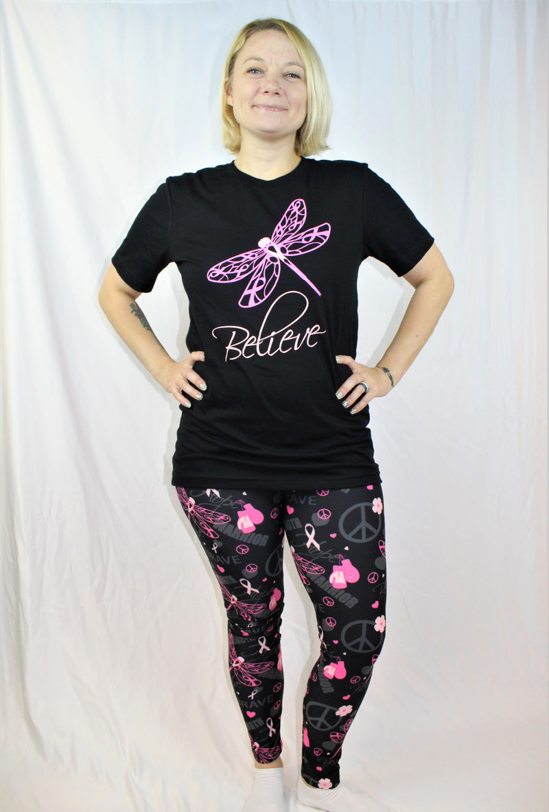 Believe Dragonfly - Breast Cancer Awareness Tee - Unisex Adult