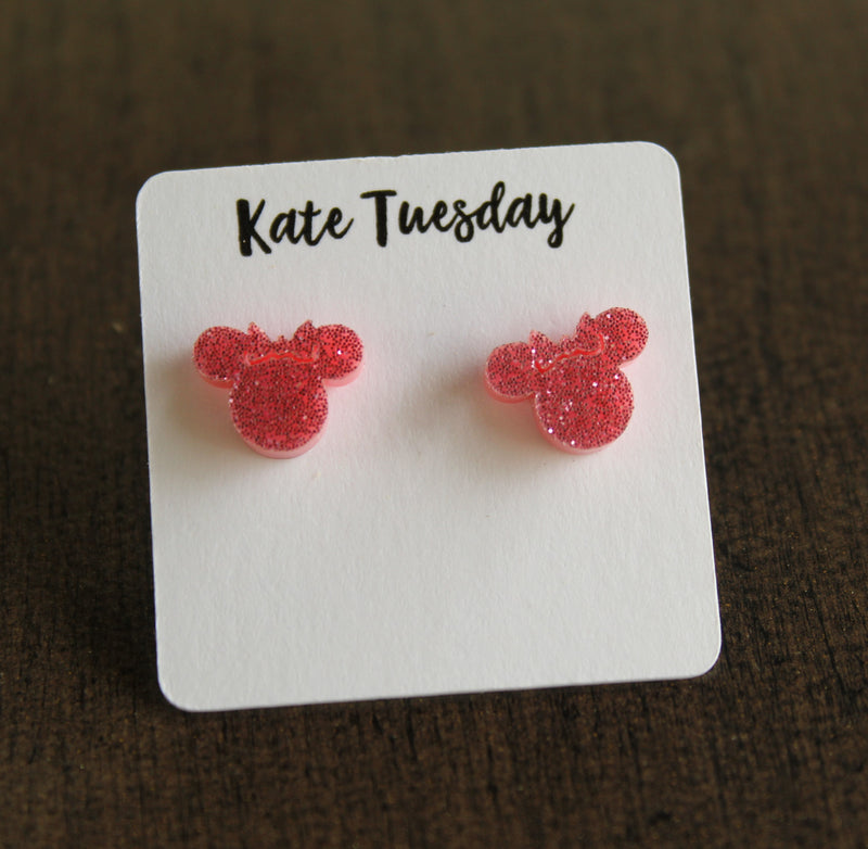 Light Pink Minnie Mouse Head Stud Earrings