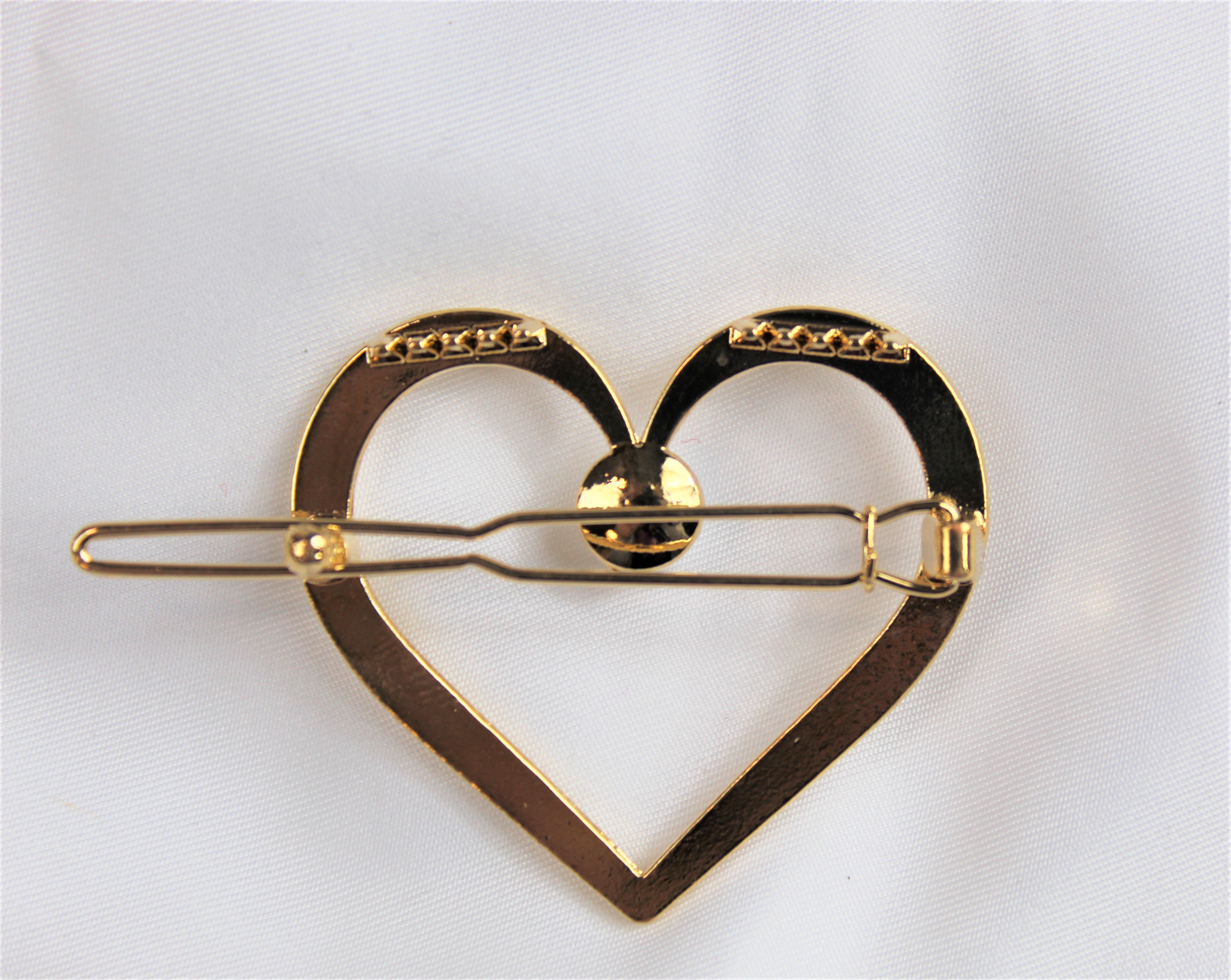 Gold Heart Barrette with Pearl