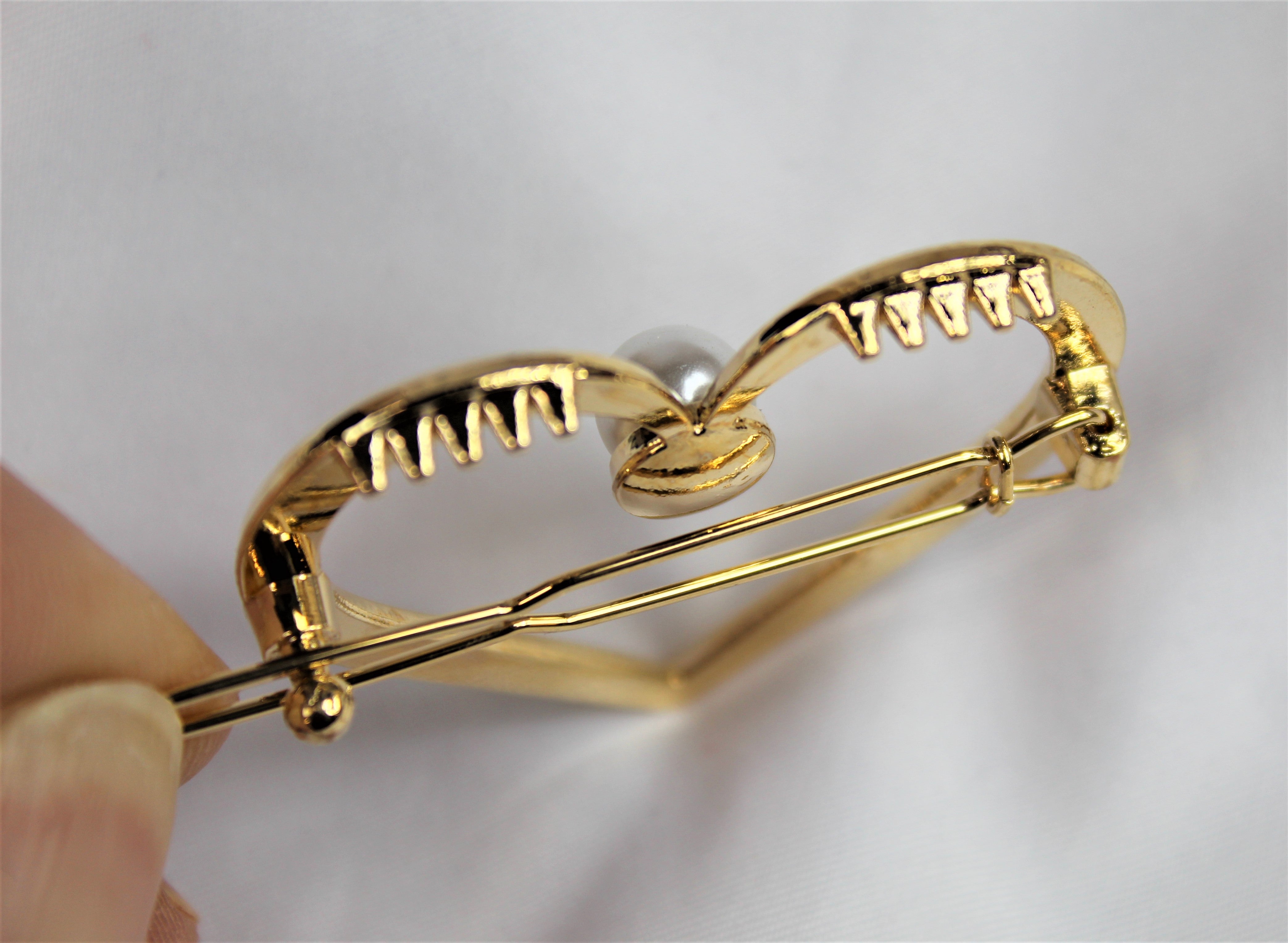 Gold Heart Barrette with Pearl