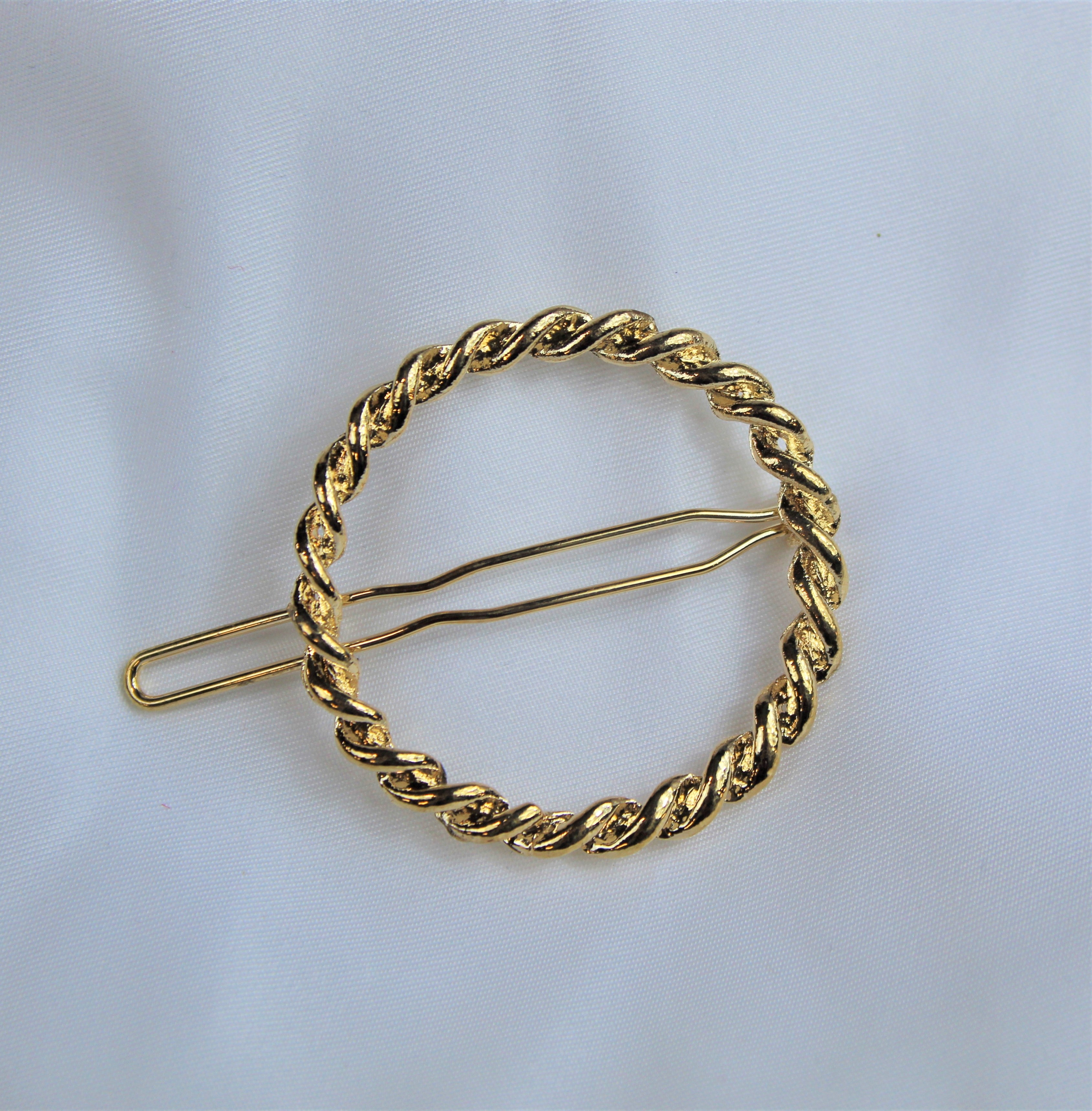 Gold Braided Circle Barrette