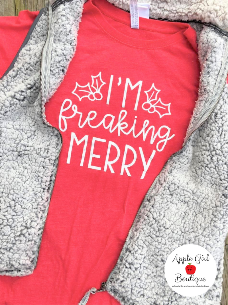 I'm Freaking Merry - Women's Tee in Berry Red Heather
