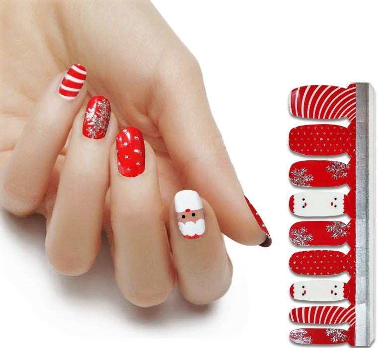 2021 NEW Christmas Series Nail Polish Stickers Strips Plain Nail Art  Decorations Heart Designs Glitter Pow… | Christmas nail stickers, Plain  nails, Festive nail art