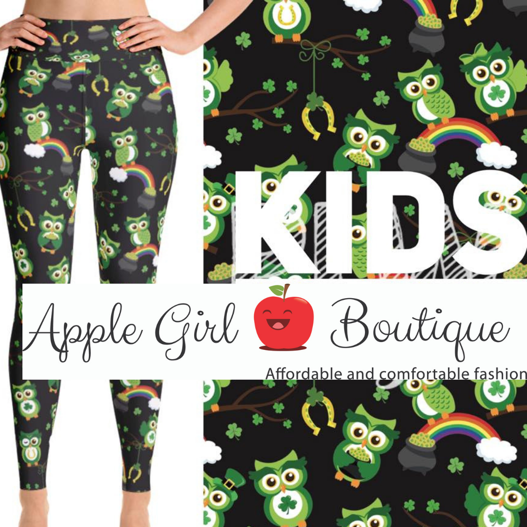 Leprechaun Owls - Girls Leggings
