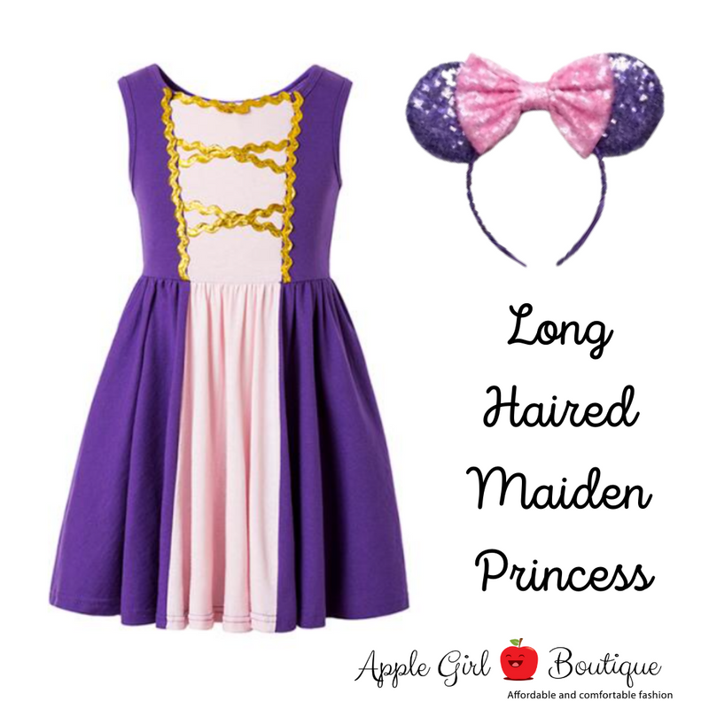 Long Haired Maiden Princess Dress and Ears for Girls
