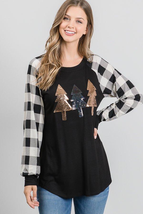 The Merry  - Women's Plus Size Top in Black/White