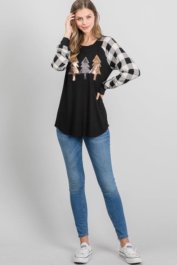 The Merry  - Women's Plus Size Top in Black/White