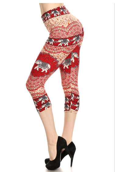 Women's Plus Size Red Elephant Capris - Apple Girl Boutique