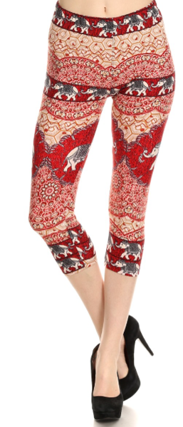 Women's Plus Size Red Elephant Capris - Apple Girl Boutique