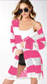 The Jenna - Women's Cardigan in White & Fuchsia