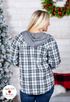 The Hazel - Women's Shacket Hoodie in Black & White Plaid