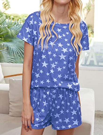 The Andromeda - Women's Two Piece Pajama Short Set in Royal Blue