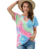 The Amy - Women's Tie Dye Top in Blue/Pink/White