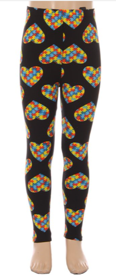 Autism Awareness Heart Leggings - Girls