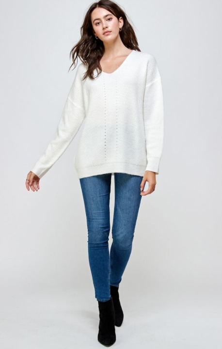 The Becky - Women's Sweater in Ivory