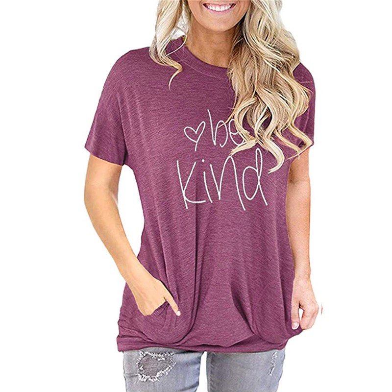 Be Kind - Women's Short Sleeved Top in Heathered Cranbury