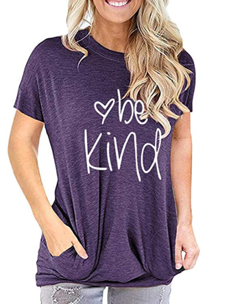 Be Kind - Women's Short Sleeved Top in Dark Purple