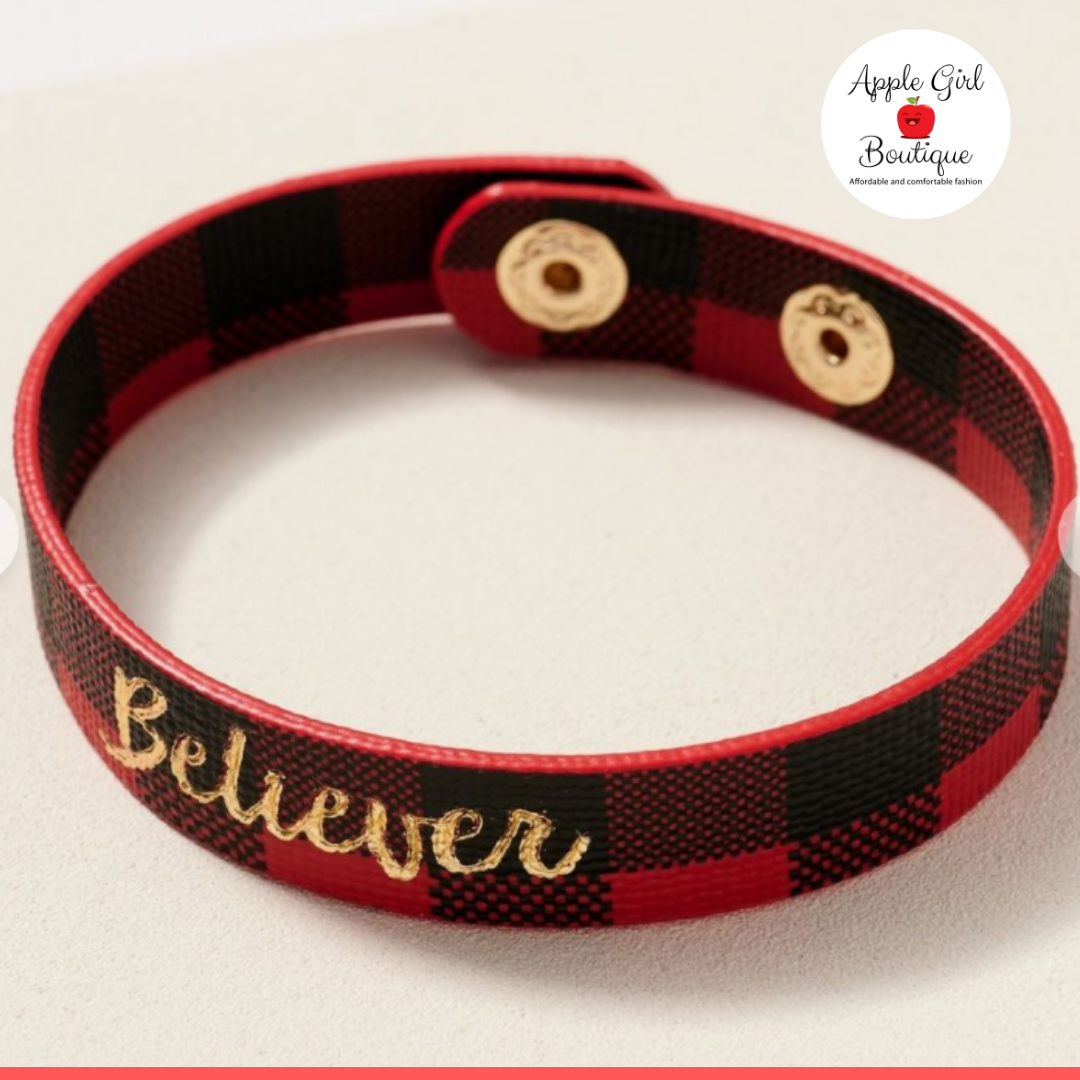 Believer Buffalo Plaid Leather Bracelet