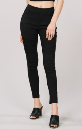 Moto Stretch Jeggings in Black - Women's Plus Size