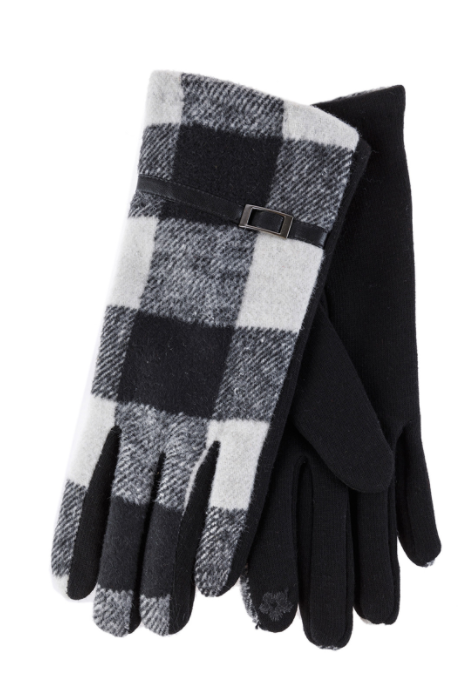 Black & White Buffalo Plaid Smart Gloves